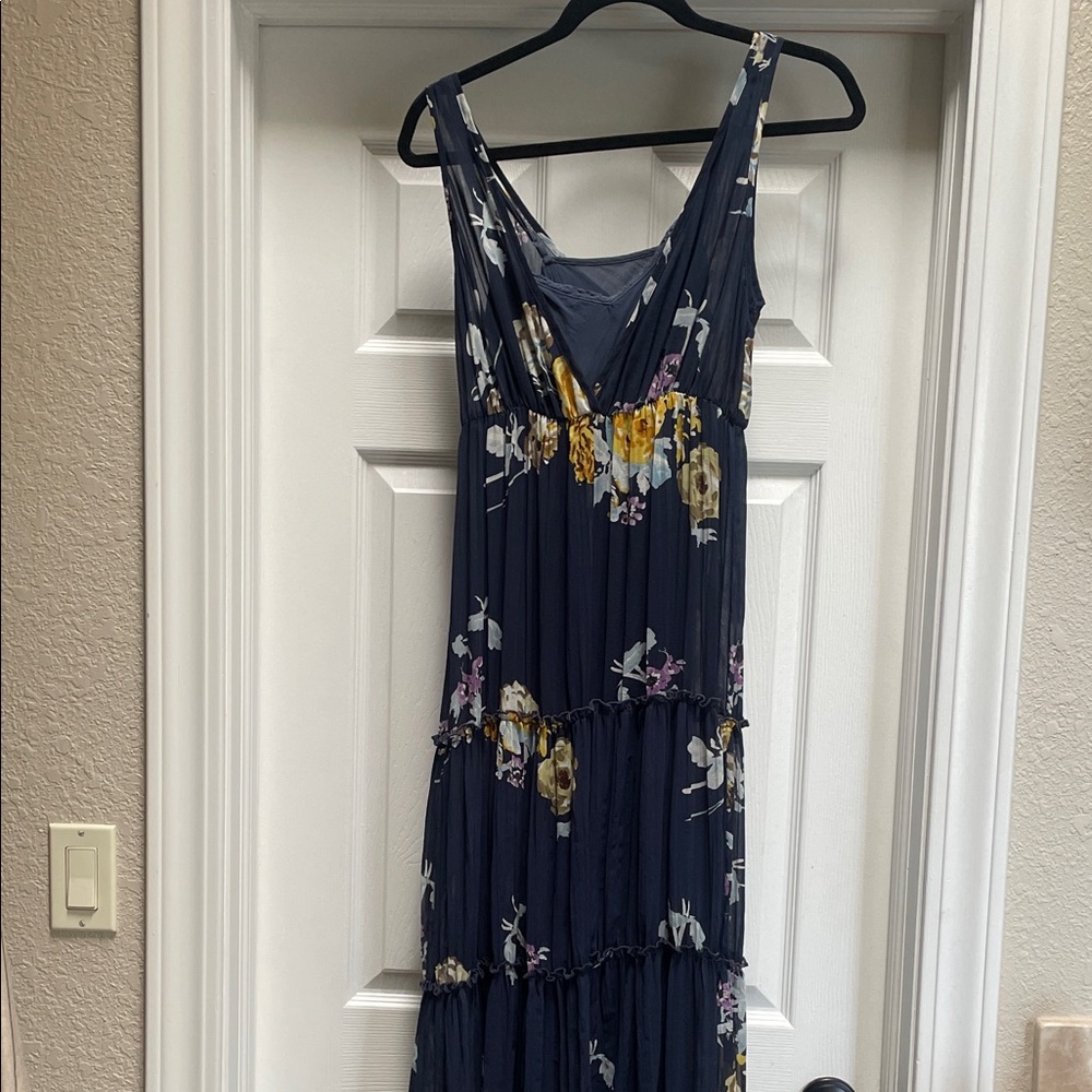Free People Floral Navy Tiered Summer Dress - Sleeveless Size XS🐣